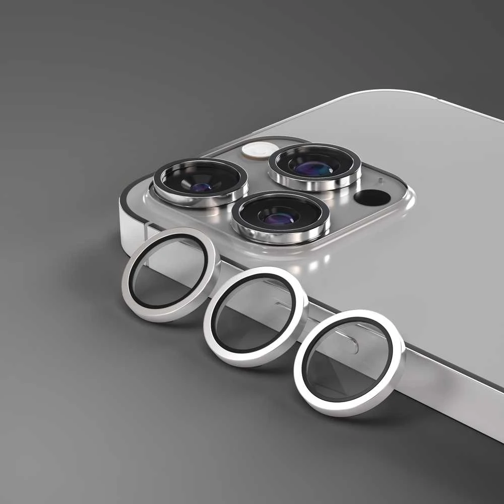 Telforceone Etteri camera lens protector for iPhone 15 Pro / 15 Pro Max titanium pilkas