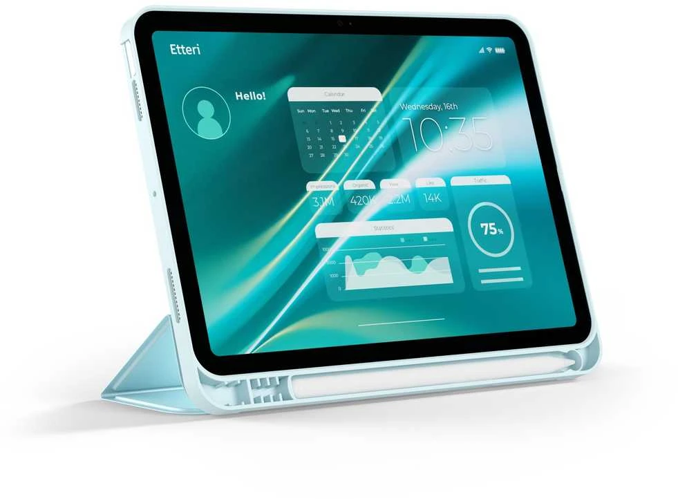 Telforceone Etteri dėklas, skirtas Apple iPad Air 4 2020 / 5 2022 10,9" / 6 2024 / 7 2025 / 8 2026 11" šviesiai mėlynas