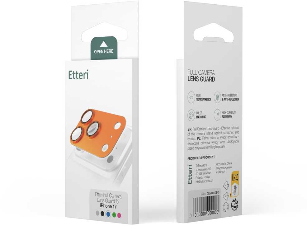 Etteri pilna kameros objektyvo apsauga, skirta iPhone 17 Pro, sidabrinė