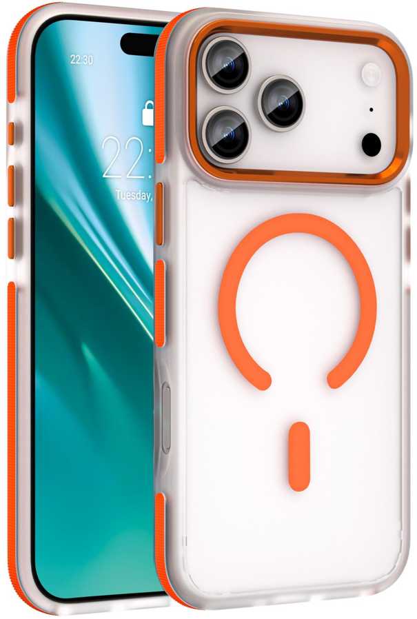 Dėklas Telforceone Etteri Icy Mag case for iPhone 17 Pro Max oranžinis
