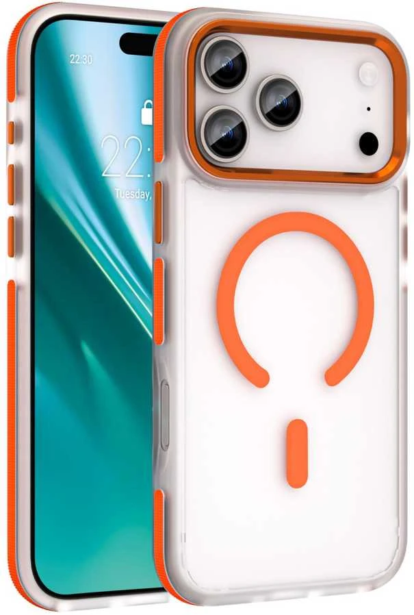 Dėklas Telforceone Etteri Icy Mag case for iPhone 17 Pro / 18 Pro oranžinis