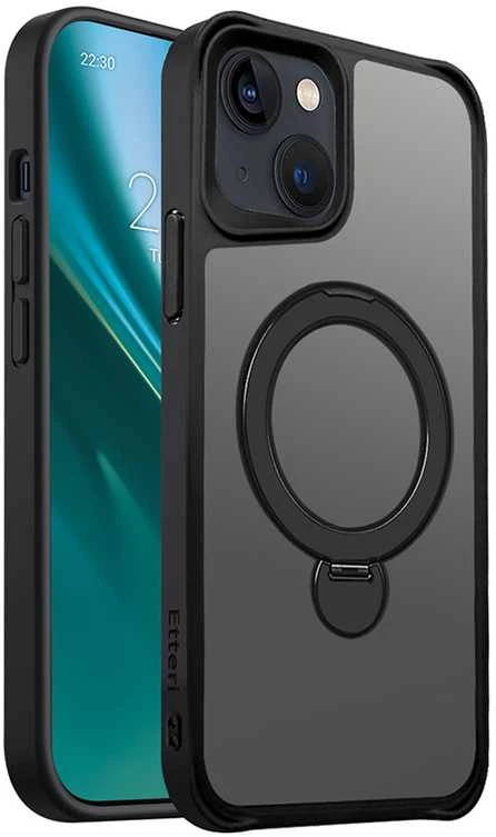 Telforceone Etteri Matt Mag Ring Apple iPhone 14 6,1" dėklas telefonui juodos spalvos