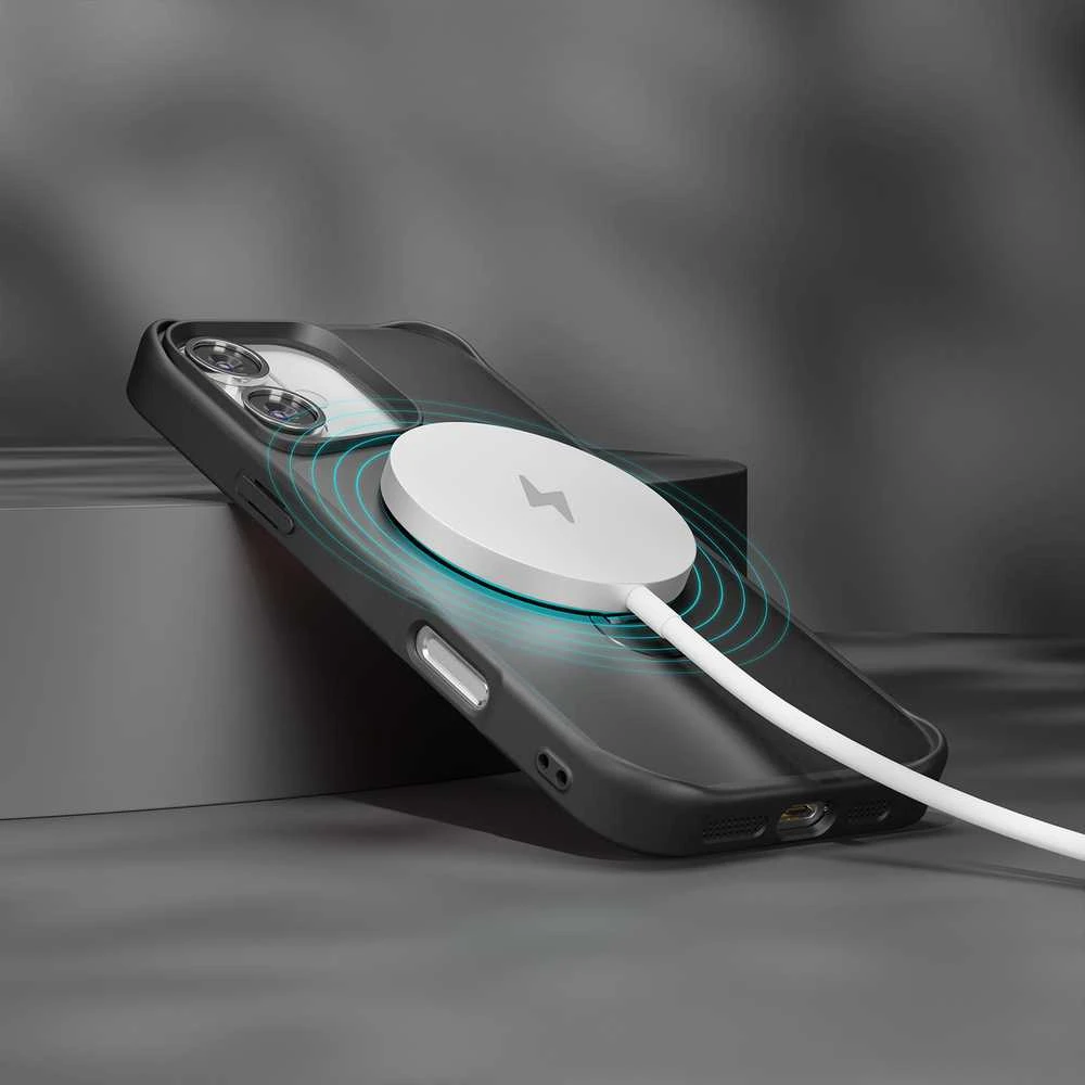 Telforceone Etteri Matt Mag Ring Apple iPhone 16 6,1" dėklas telefonui juodos spalvos