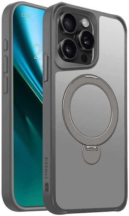 Telforceone Etteri Matt Mag Ring Apple iPhone 15 Pro Max 6,7" dėklas telefonui pilkos spalvos