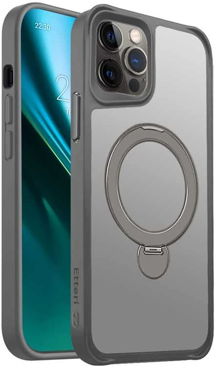 Telforceone Etteri Matt Mag Ring Apple iPhone 12 / 12 Pro 6,1" dėklas telefonui pilkos spalvos