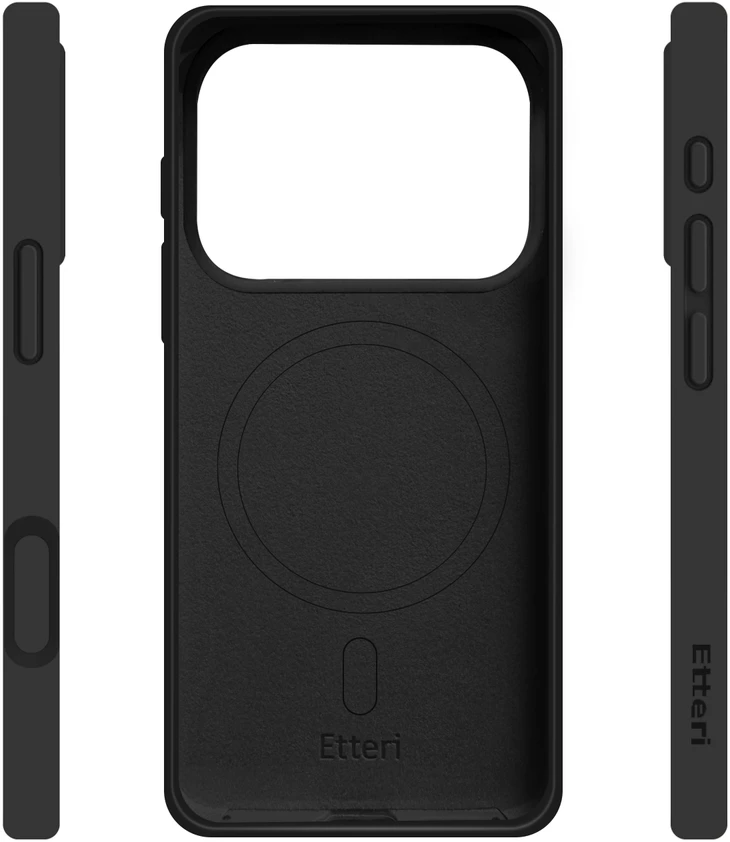 Telforceone „Etteri“ silikoninis „Mag“ dėklas, skirtas „iPhone 17 Pro Max“ / „18 Pro Max“, juodas