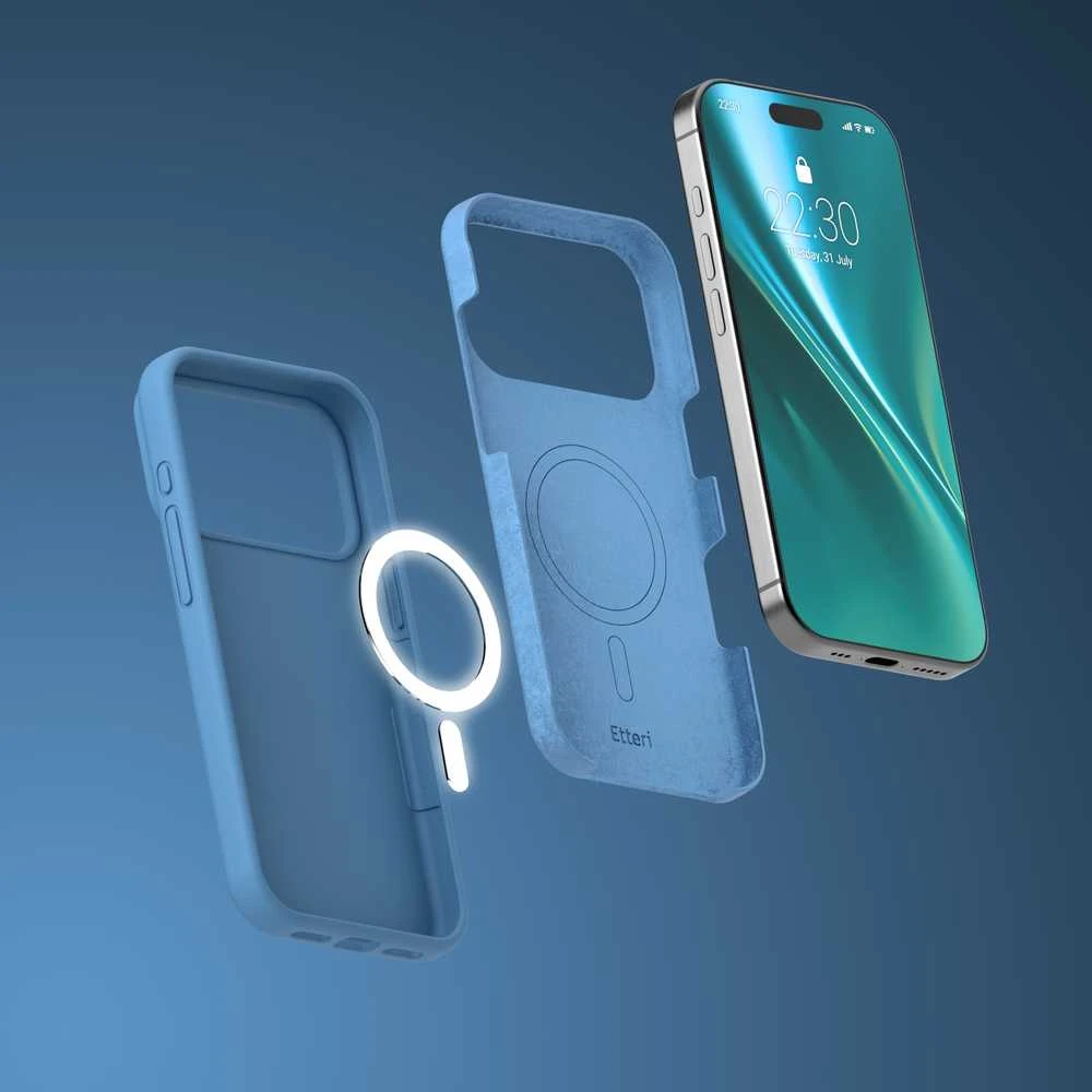Telforceone Etteri silikoninis „Mag“ dėklas, skirtas iPhone 17 Pro Max / 18 Pro Max, tamsiai mėlynas