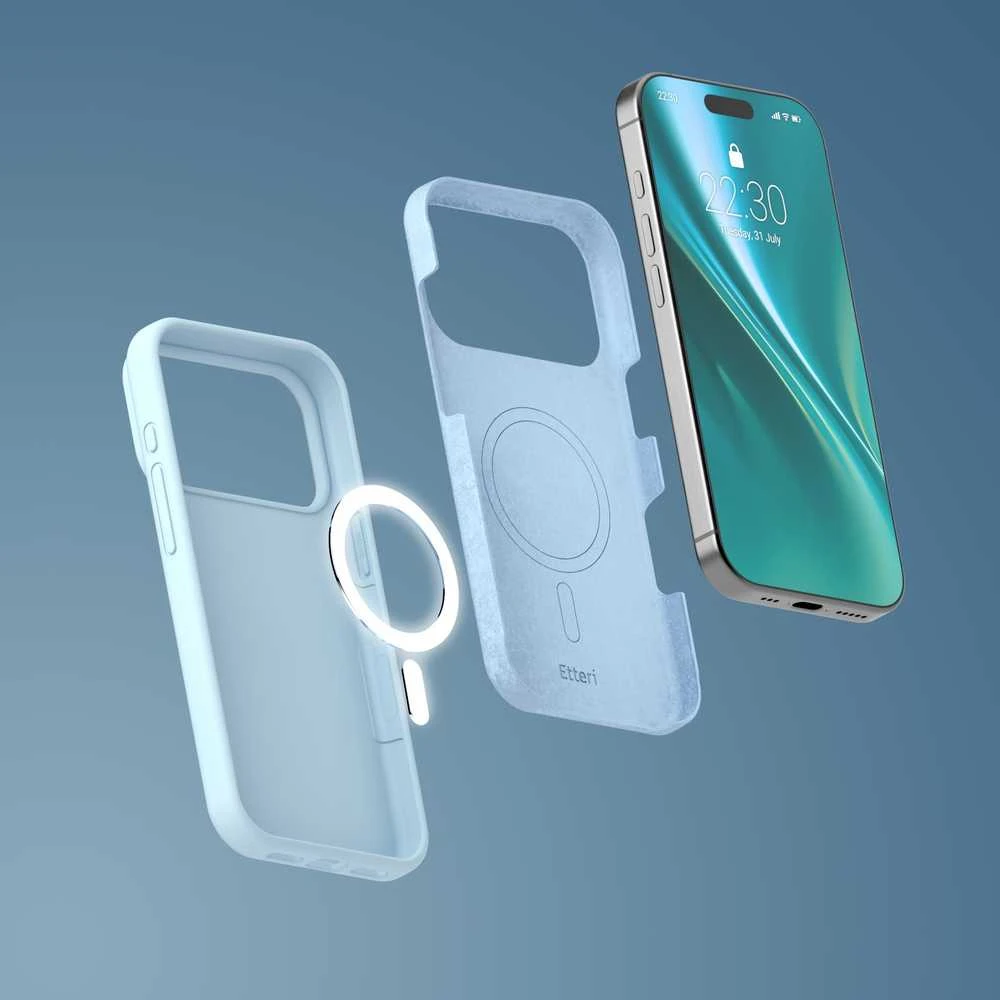 Dėklas Telforceone Etteri Silicone Mag case for iPhone 17 Pro / 18 Pro šviesiai mėlynas