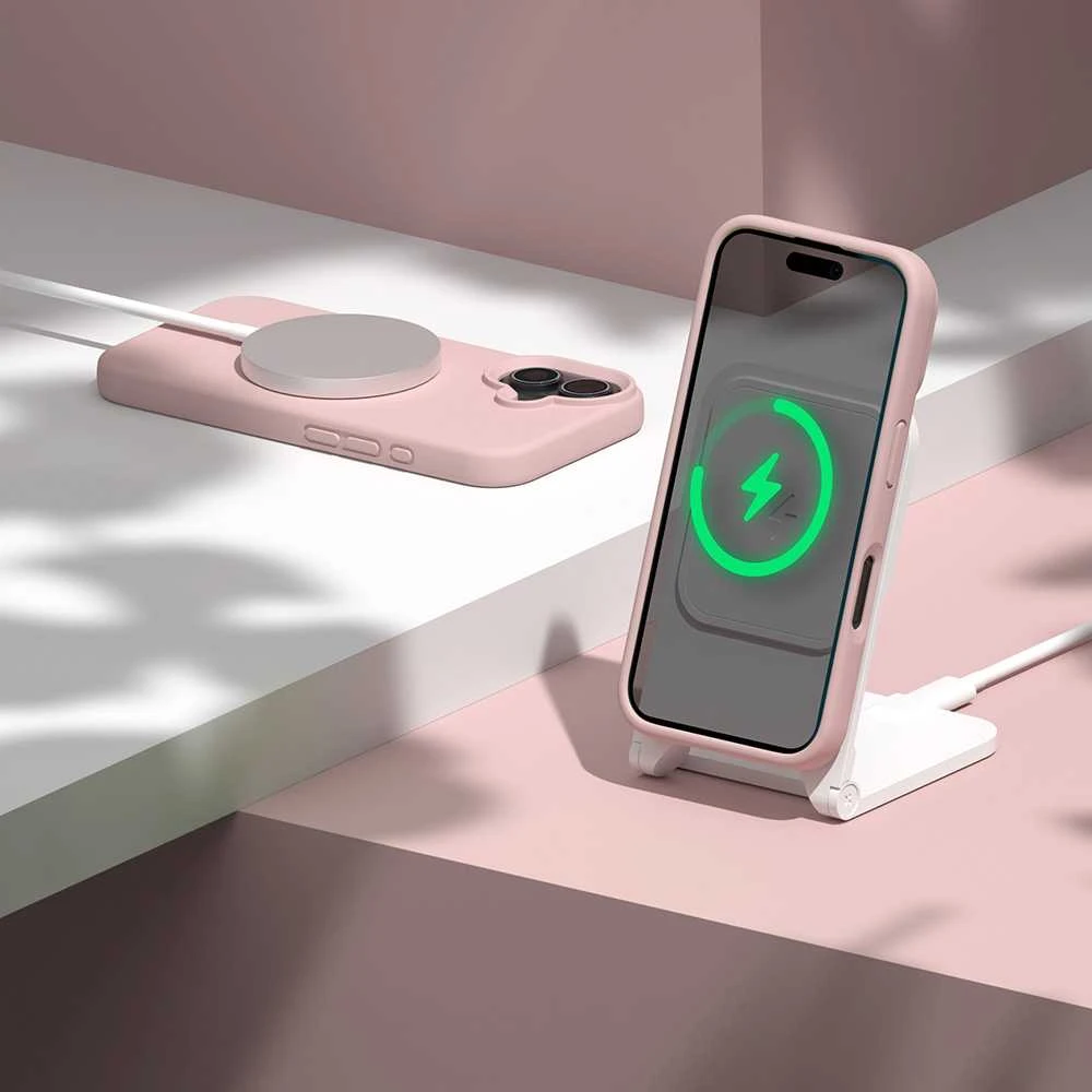 Telforceone Etteri Silicone Mag dėklas iPhone 16e / 17e šviesiai rožinis