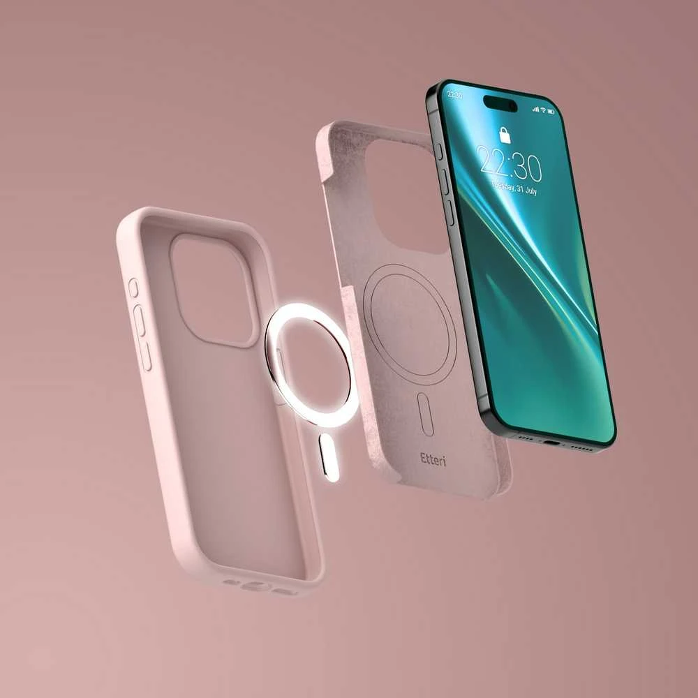 Dėklas Telforceone Etteri Silicone Mag Apple iPhone 15 6,1" rožinės spalvos