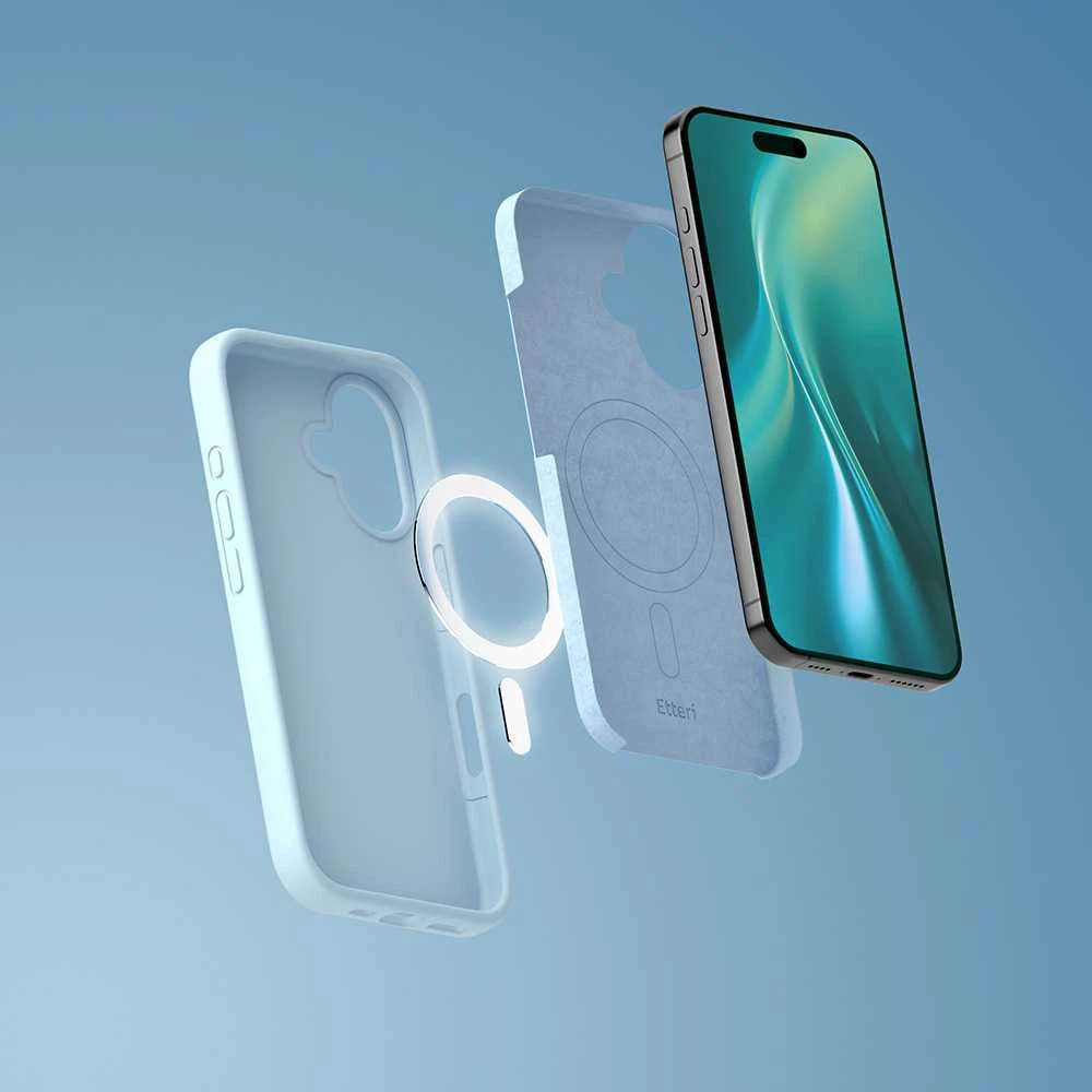 Telforceone Etteri silikoninis „Mag“ dėklas, skirtas iPhone 16e / 17e, šviesiai mėlynas