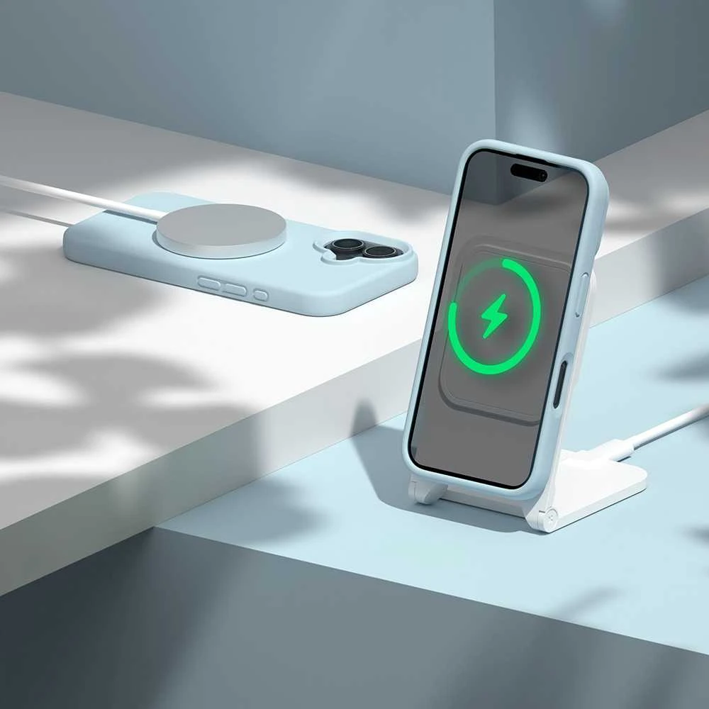 Telforceone Etteri silikoninis „Mag“ dėklas, skirtas iPhone 16e / 17e, šviesiai mėlynas