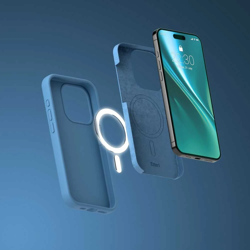 Dėklas Telforceone Etteri Silicone Mag Apple iPhone 15 Pro Max 6,7" mėlynos spalvos