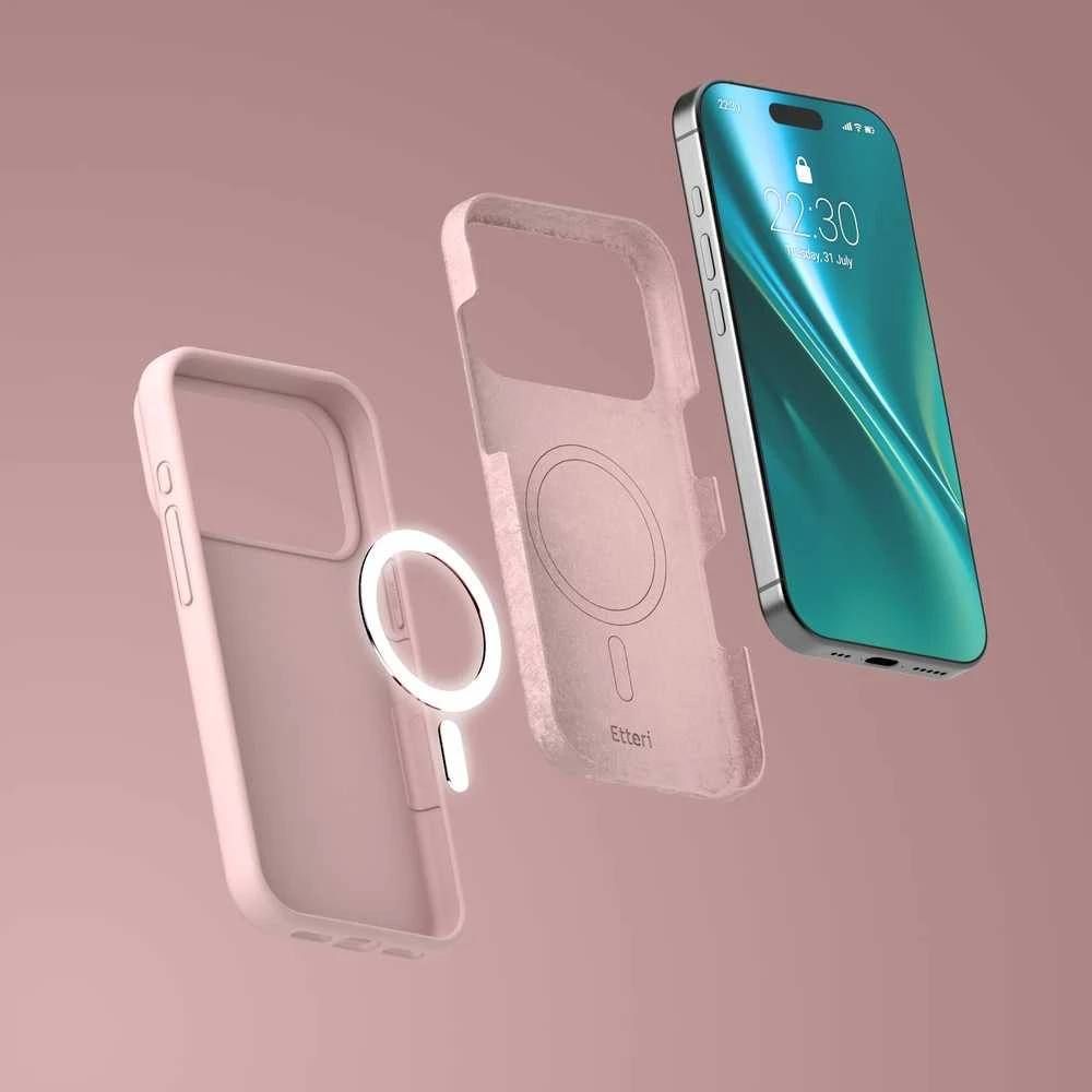 Etteri Telforceone „Eteri Silicone Mag“ dėklas, skirtas „iPhone 17 Pro / 18 Pro“, šviesiai rožinis