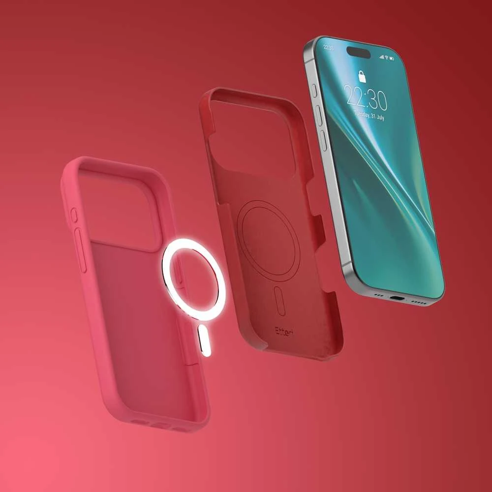 Etteri Telforceone „Eteri Silicone Mag“ dėklas, skirtas „iPhone 17 Pro Max / 18 Pro Max“, aviečių spalvos