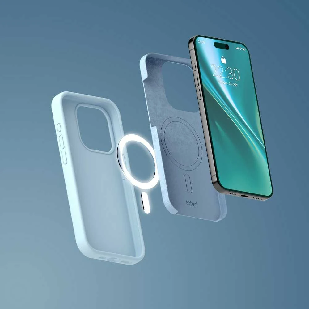 Dėklas Telforceone Etteri Silicone Mag Apple iPhone 13 6,1" žydros spalvos