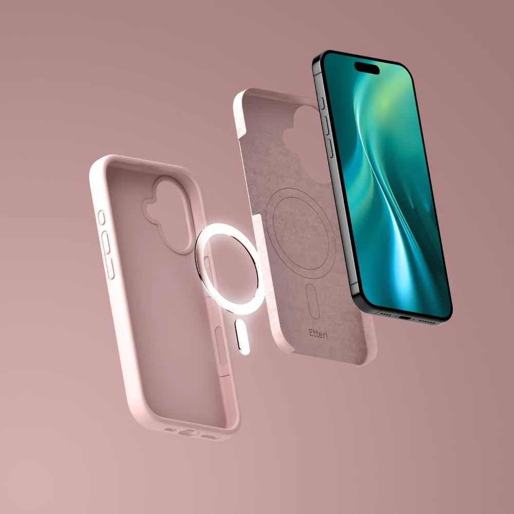 Etteri Telforceone „Eteri Silicone Mag“ dėklas, skirtas „iPhone 17“, šviesiai rožinis