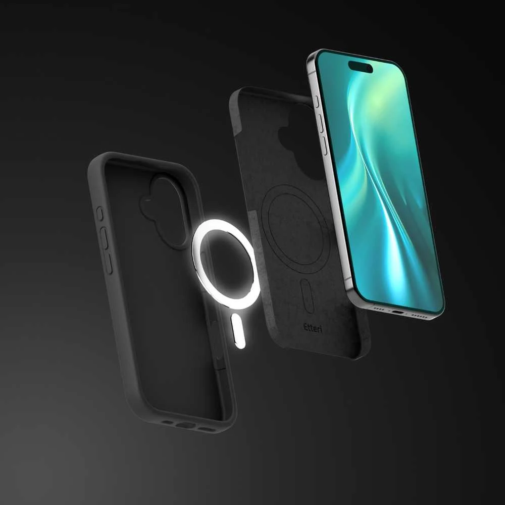 Etteri Telforceone „Eteri“ silikoninis „Mag“ dėklas, skirtas „iPhone 17“, juodas