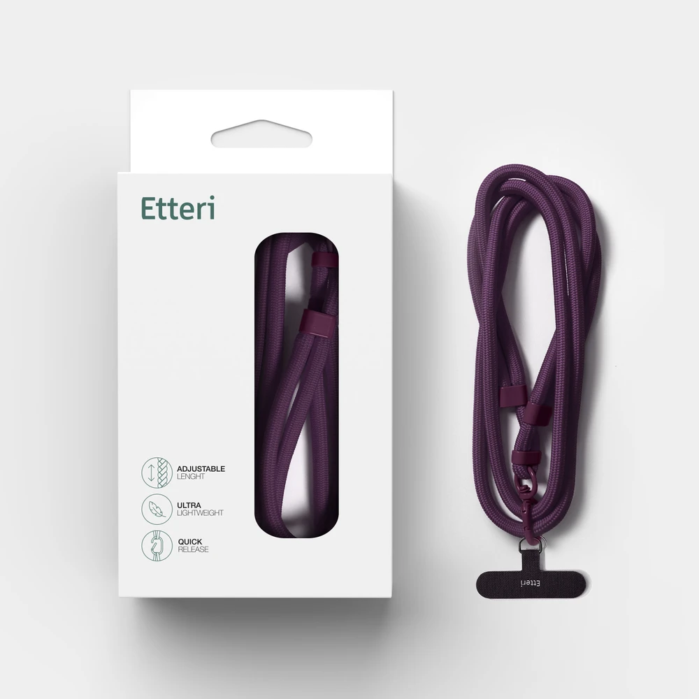 Telforceone Etteri universal neck lanyard for phones dark cherry