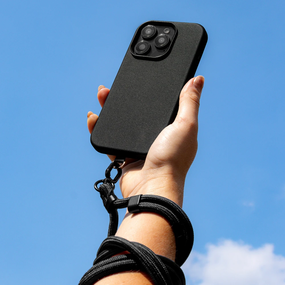 Etteri universalus kaklo dirželis telefonams, juodas