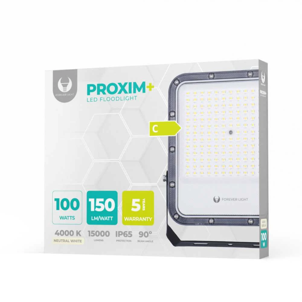 „Telforceone“ LED prožektorius PROXIM+ 100W 4000K 15000lm 230V IP65 „Forever Light“ 150lm/W 5 metų garantija