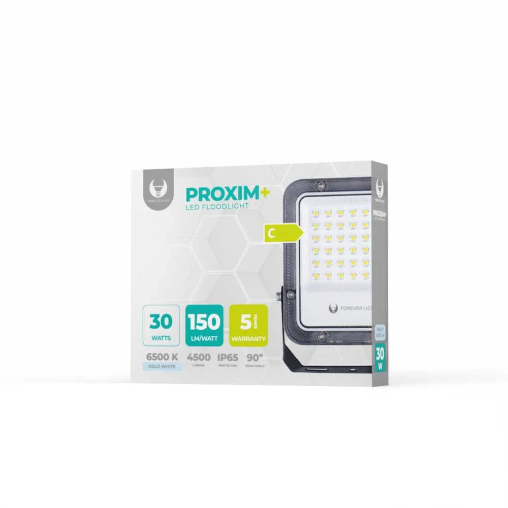 „Telforceone“ LED prožektorius PROXIM+ 30W 6500K 4500lm 230V IP65 „Forever Light“ 150lm/W 5 metų garantija