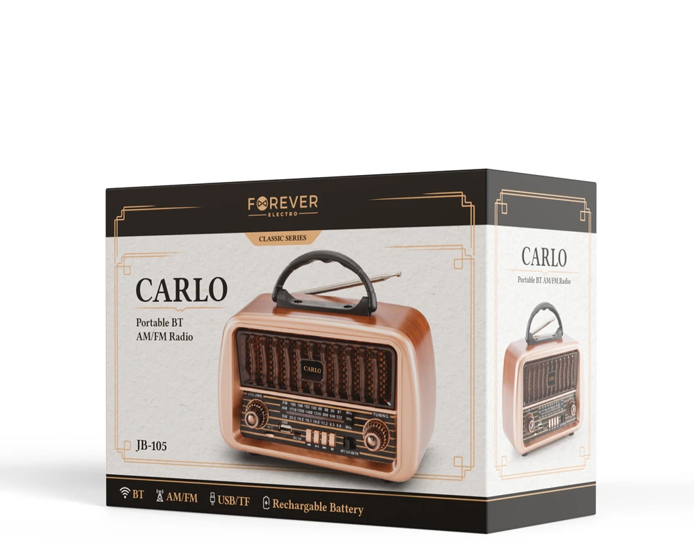 Telforceone Forever Electro FM radijas CARLO JB-105 BT USB 1200mAh