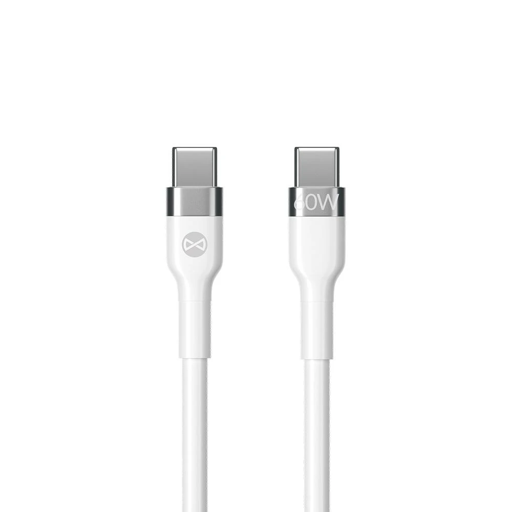 Forever lankstus laidas USB-C – USB-C 2,0 m 60W baltas