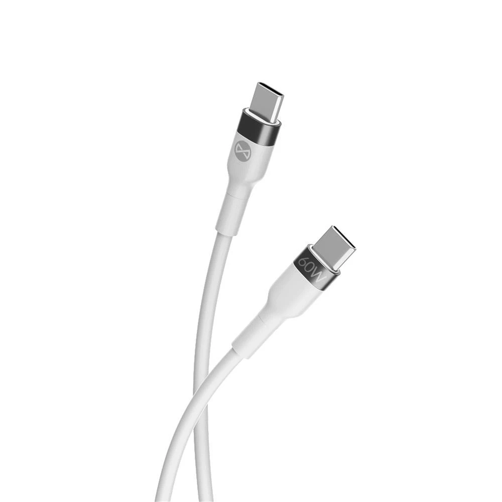 Forever lankstus laidas USB-C – USB-C 2,0 m 60W baltas