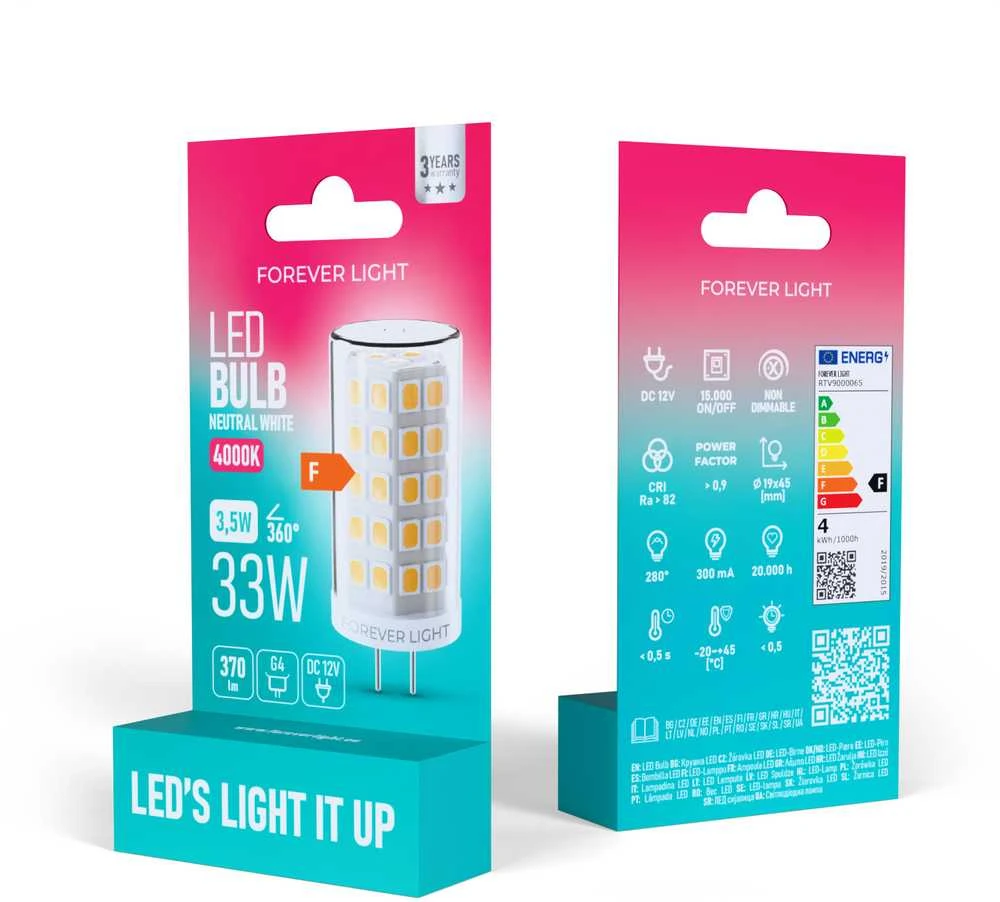 „Telforceone Forever Light“ LED lemputė G4 3,5 W 370 lm 4000 K 12 V F klasė