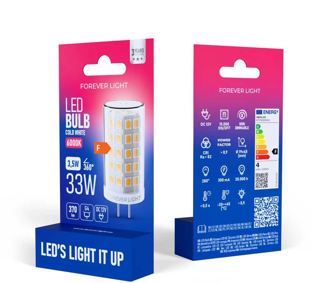 „Telforceone Forever Light“ LED lemputė G4 3,5 W 370 lm 6000 K 12 V F klasė