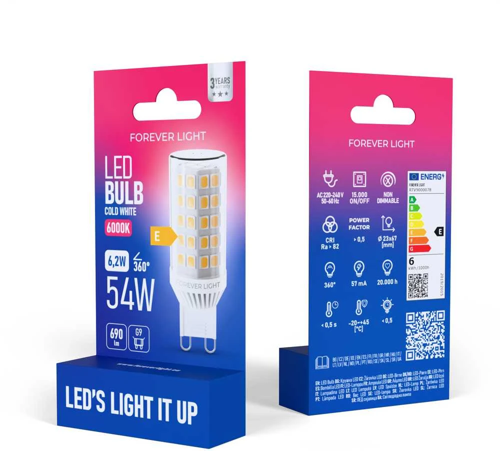 „Telforceone Forever Light“ LED lemputė G9 6,2 W 690 lm 6000 K keraminė E klasė
