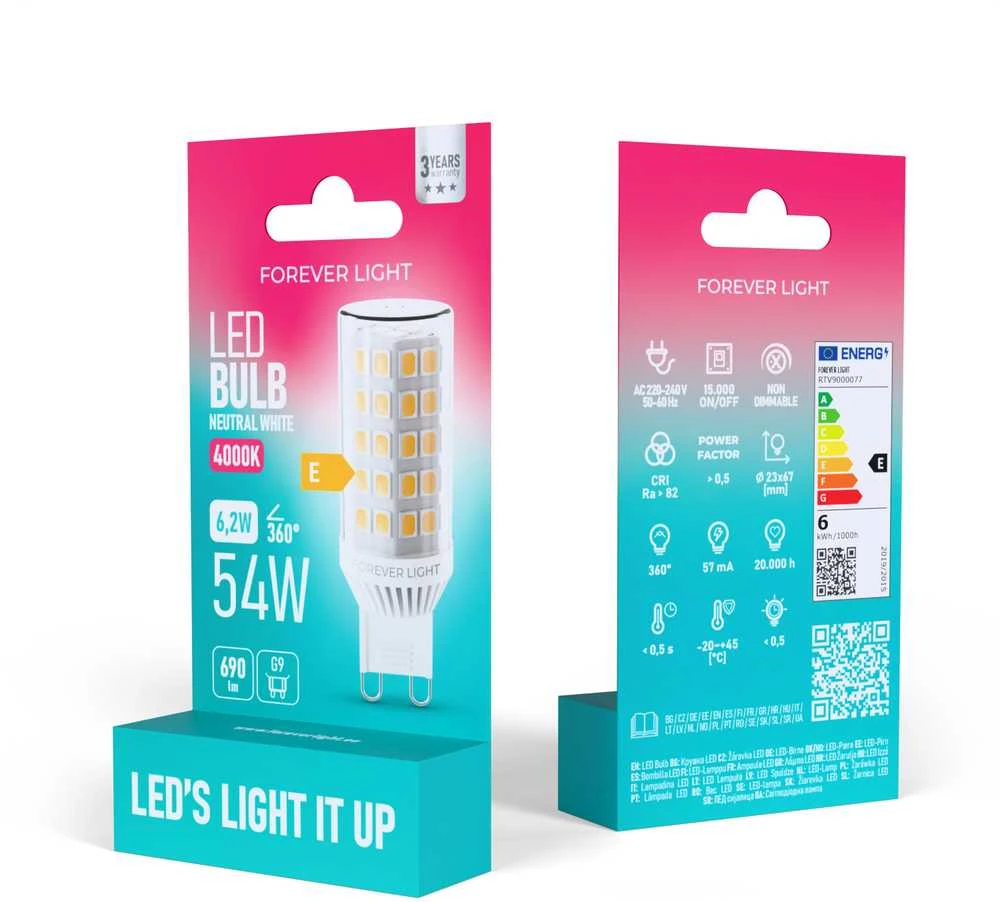 Telforceone Forever Light LED Bulb G9 6.2W 690lm 4000K ceramic class E