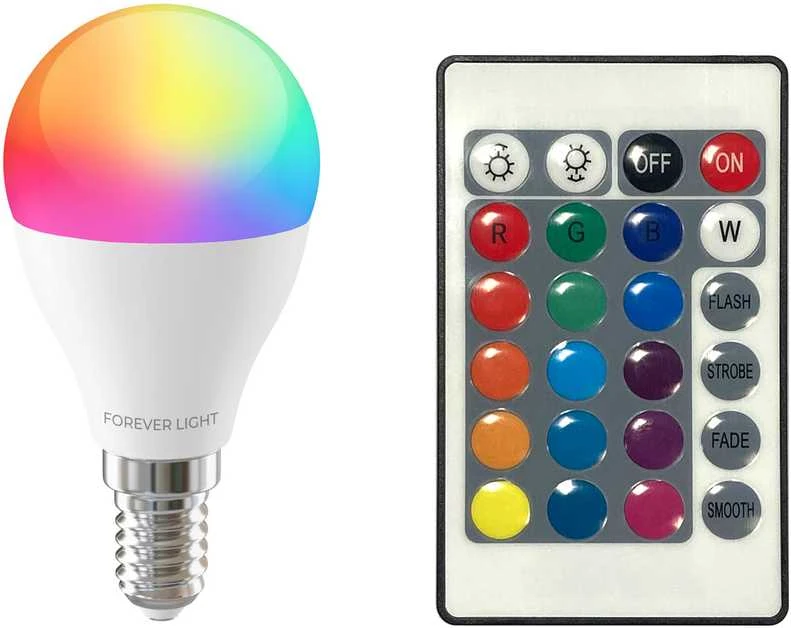 „Telforceone Forever Light“ LED lemputė RGB E14 G45 5W 500lm 4000K F klasė