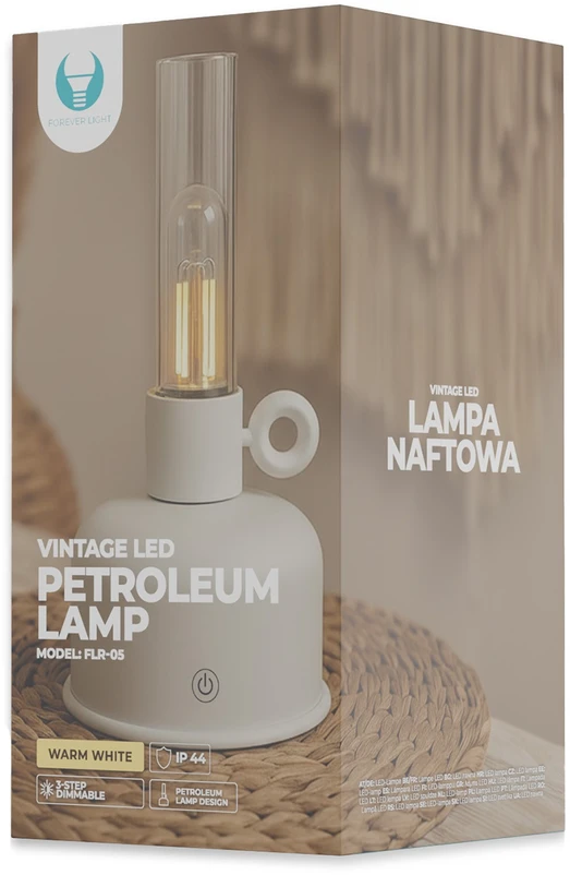 „Telforceone Forever Light Vintage Petroleum“ LED lempa FLR-05, šviestuvas, rusvai geltonas
