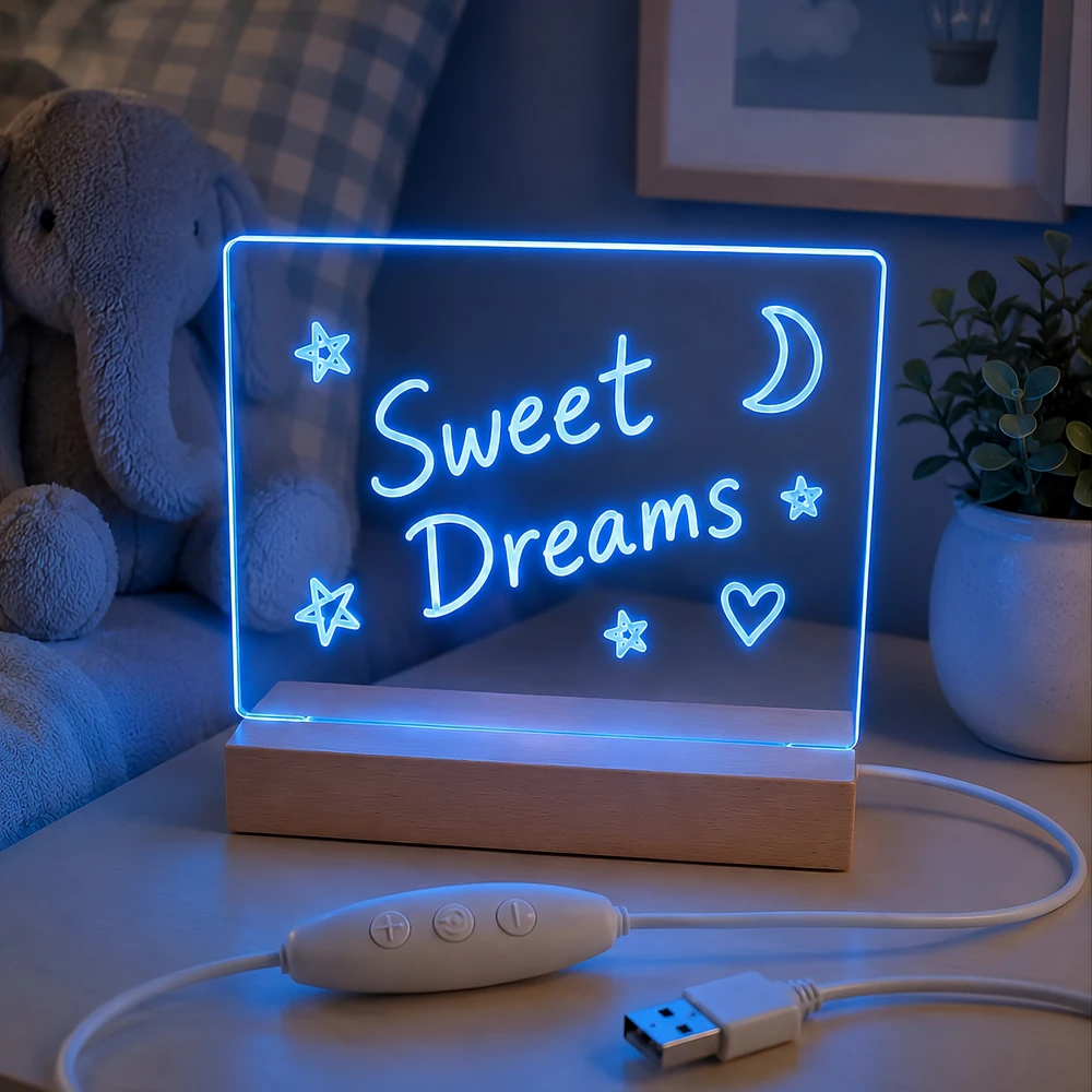 Telforceone Forever Light Wooden Acryl LED Night Light FNL-18 with marker pen