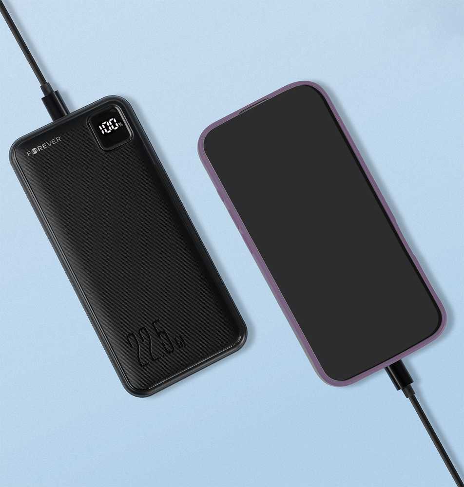 Telforceone Forever power bank TB-300M PD QC 22,5W 10000 mAh juodas