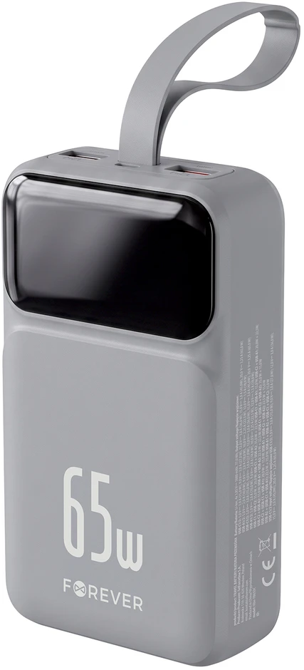 Forever išorinė baterija Vibe-TB65 PD QC 65W 20000 mAh sidabrinė