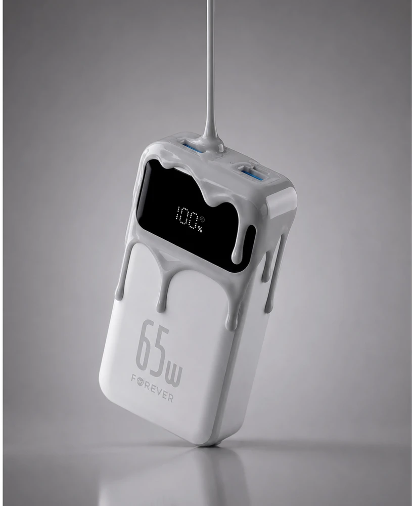 Forever išorinė baterija Vibe-TB65 PD QC 65W 20000 mAh sidabrinė