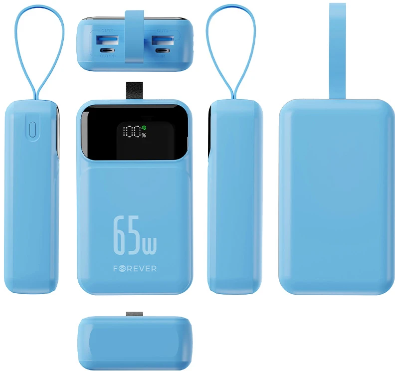 Telforceone Forever power bank Vibe-TB65 PD QC 65W 20000 mAh sky mėlynas