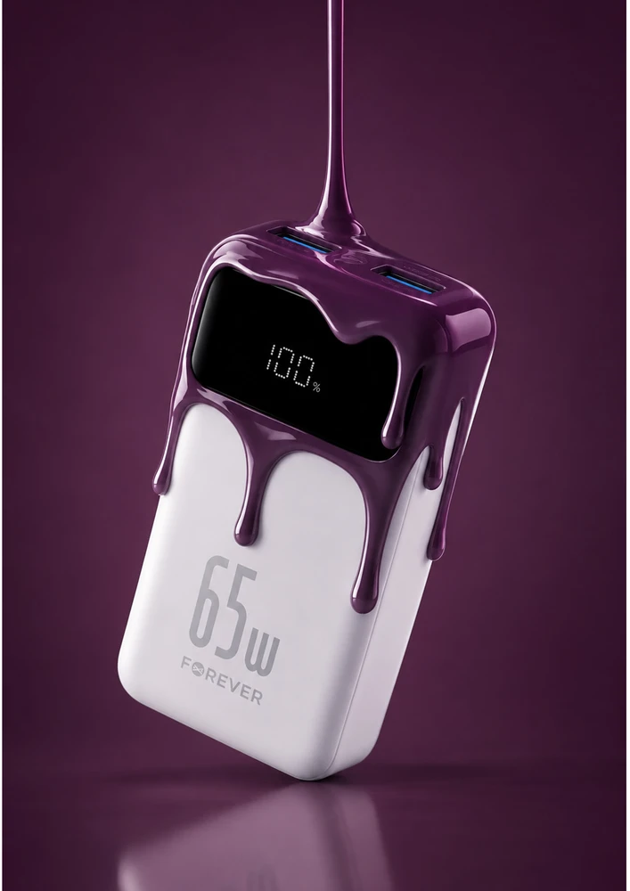 Forever išorinė baterija Vibe-TB65 PD QC 65W 20000 mAh tamsiai vyšninė