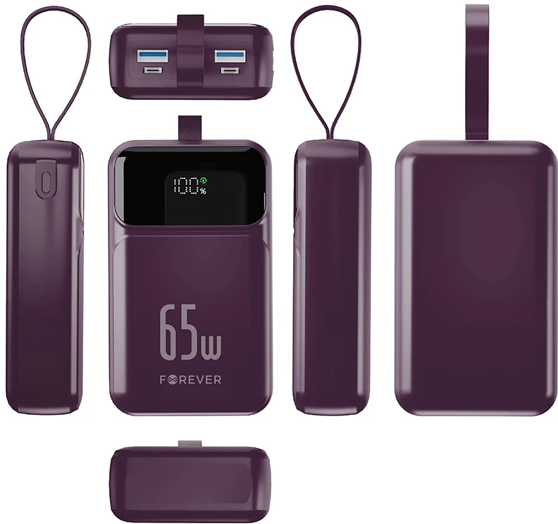 Telforceone Forever power bank Vibe-TB65 PD QC 65W 20000 mAh dark cherry