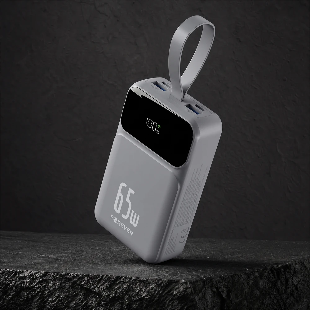 Forever išorinė baterija Vibe-TB65 PD QC 65W 20000 mAh sidabrinė
