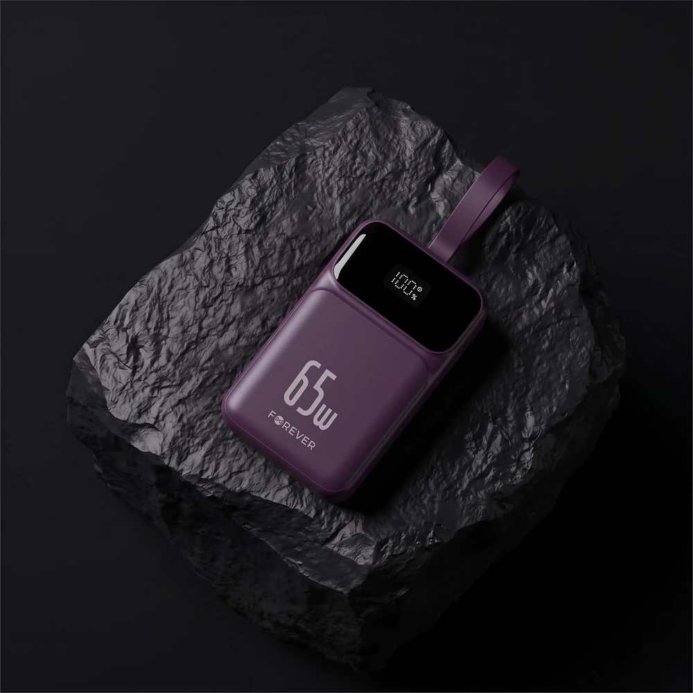 Forever išorinė baterija Vibe-TB65 PD QC 65W 20000 mAh tamsiai vyšninė