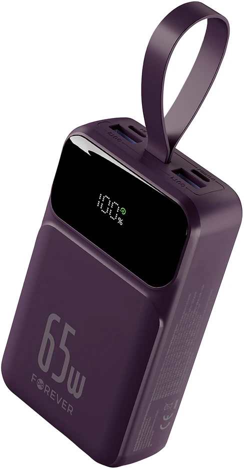 Forever išorinė baterija Vibe-TB65 PD QC 65W 20000 mAh tamsiai vyšninė