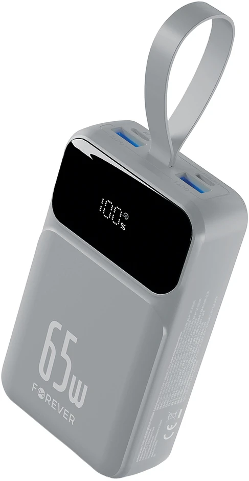 Forever išorinė baterija Vibe-TB65 PD QC 65W 20000 mAh sidabrinė