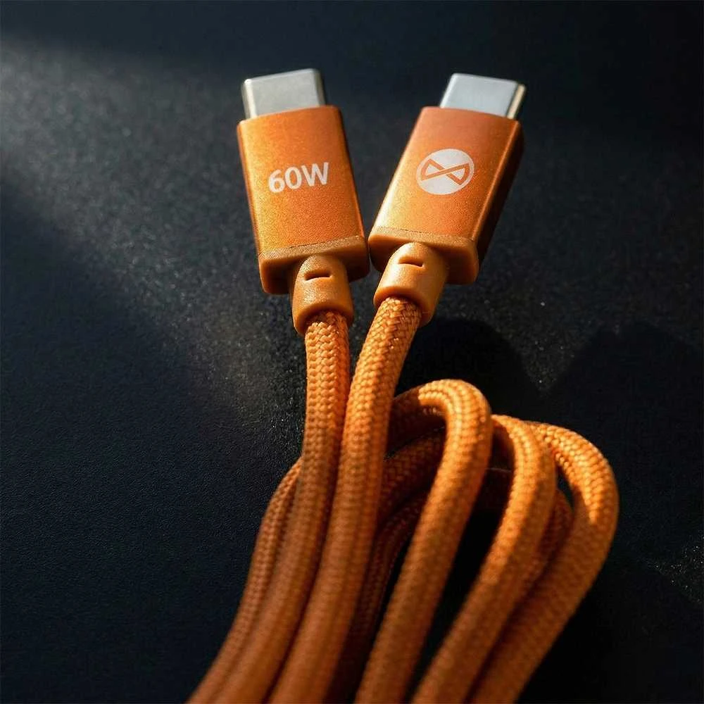 Forever Saffron USB-C – USB-C laidas 1,0 m 60W oranžinis