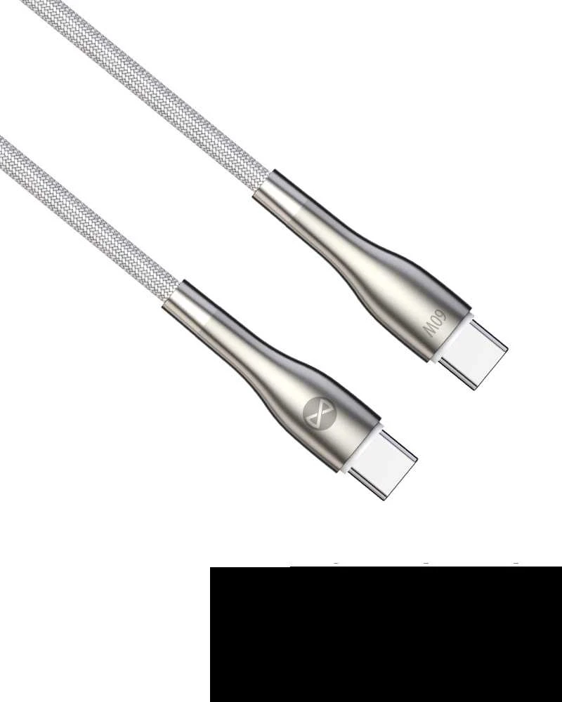 Forever Sleek laidas USB-C – USB-C 1,0 m 60W baltas