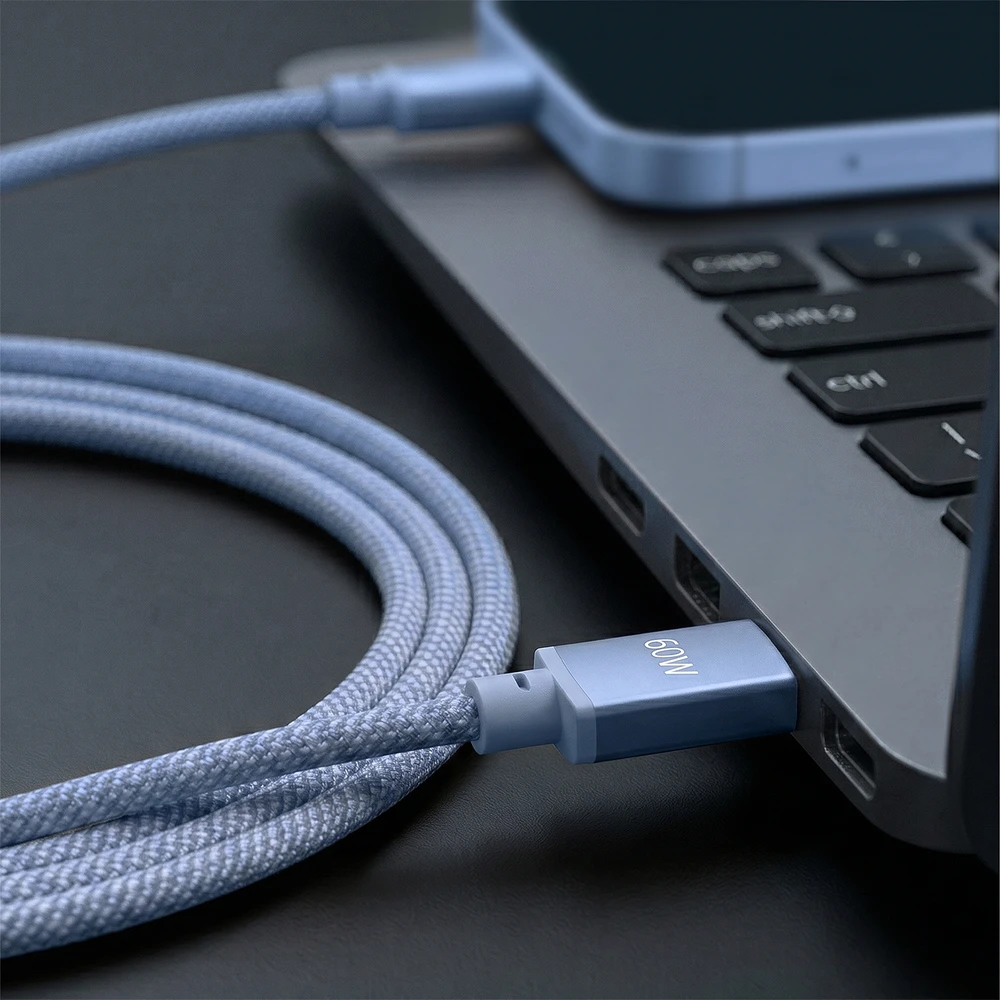 Telforceone Forever Vibe cable USB-C - USB-C 1,0 m 60W sky mėlynas