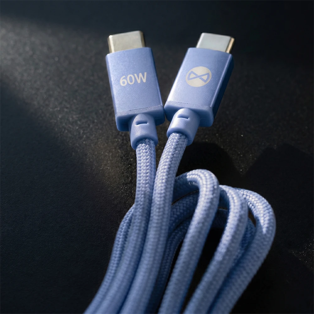 Telforceone Forever Vibe cable USB-C - USB-C 1,0 m 60W sky mėlynas